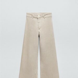 Zara High Waisted Sailor Straight Wide Leg Denim